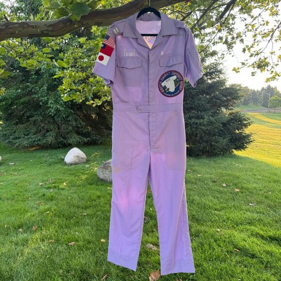 Vintage Satire Purple Flight Suit With Military Patches One Piece Size M/L - Picture 6 of 11